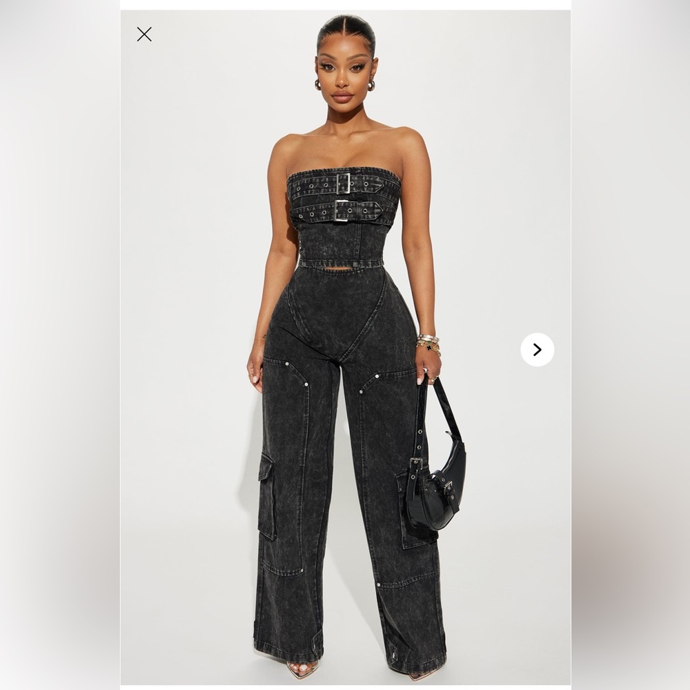Fashion Nova Charcoal Wide Leg Jeans